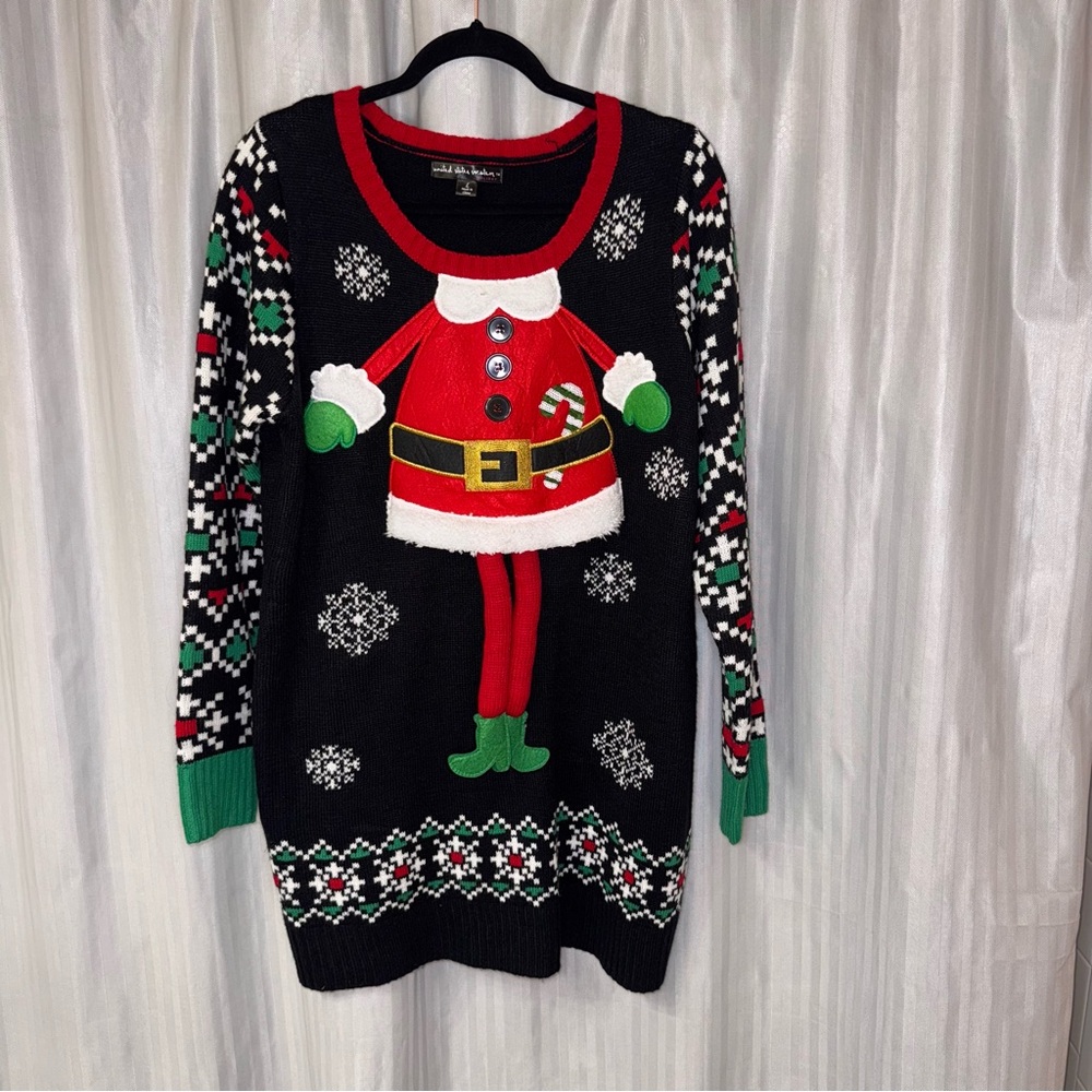 Christmas Sweater Black and Red Holiday Sweater Dress size Large
